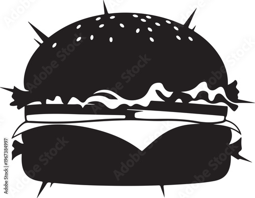 Black silhouette hamburger with thorns