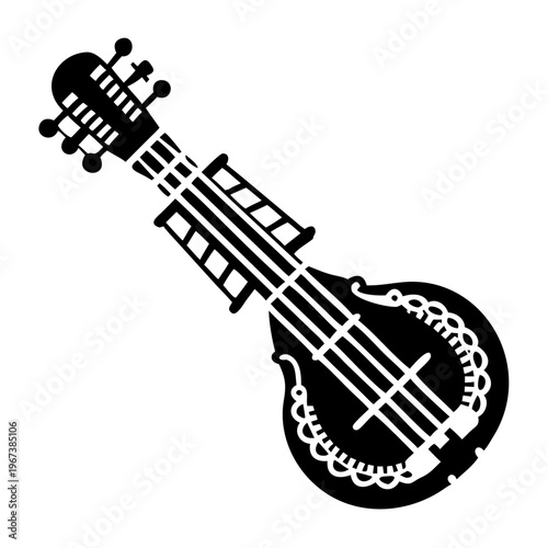 sarod musical instrument icon silhouette illustration for indian classical music traditional and acoustic design