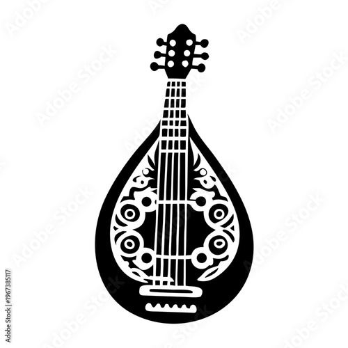 mandola musical instrument icon silhouette illustration for folk music acoustic and traditional design