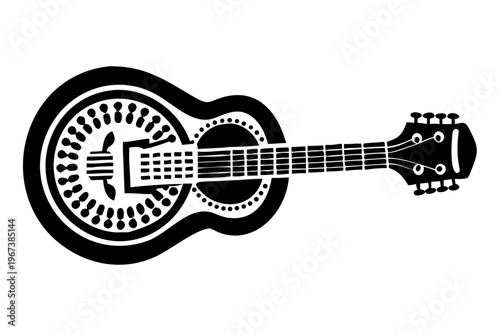 resonator guitar musical instrument silhouette illustration for blues folk and acoustic music design