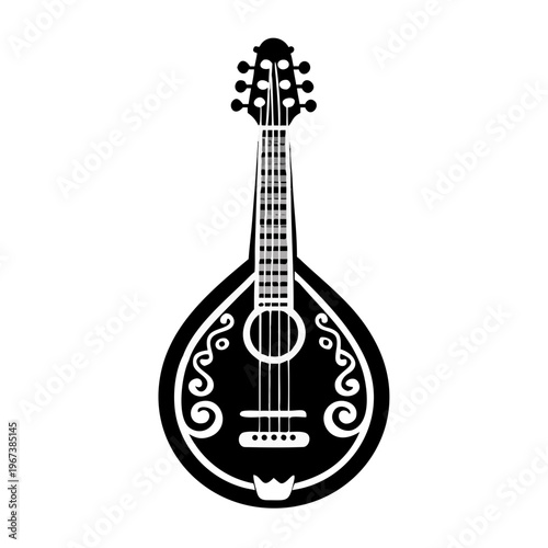 mandolin musical instrument icon silhouette illustration for folk music acoustic and traditional design
