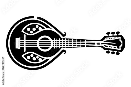 mandolin musical instrument silhouette illustration for folk music acoustic and traditional design