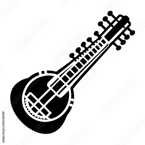 veena musical instrument icon silhouette illustration for indian classical music traditional and acoustic design