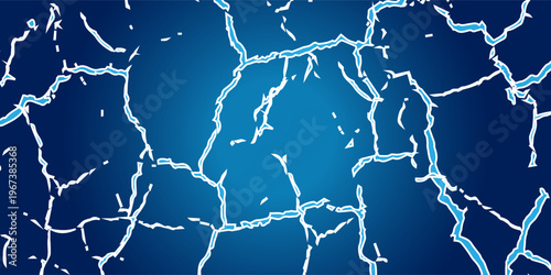 Abstract Blue Cracked Ice or Lightning Pattern Background - Dynamic texture representing power, damage, frozen effects, or futuristic energy