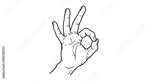 A hand displaying the ok gesture with thumb and index finger