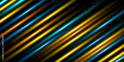 Blue orange lines techno abstract background on dark space with motion effect decoration. High speed with stripes style. Modern graphic design element concept for web, flyer, card, or brochure cover