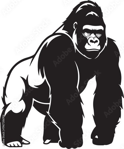 Black silhouette of a gorilla animal mammal