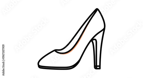 Elegant black outline icon of a classic women high-heeled stiletto shoe representing fashion and stylish footwear.