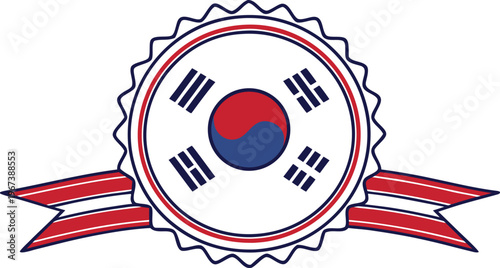 South korea constitution day badge with taegeuk symbol and ribbons south korean flag