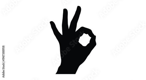 Silhouette of a hand displaying the ok sign with fingers and thumb