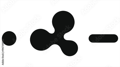 Minimalist workflow diagram vector silhouette. Start circle, complex process shape, and end line. Business timeline concept illustration.