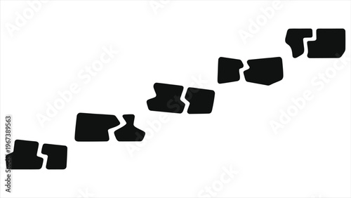 Workflow Process Steps Vector Silhouette. Step-by-step arrow flow chart showing 1 to 5 stages of business progress, timeline, or project management growth.