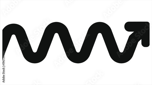 Zigzag Process Path Vector Silhouette | Non-Linear Workflow Diagram Icon | Dynamic Business Strategy Growth Path Illustration