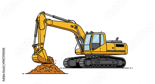 Heavy Excavator Digging Soil Construction Machine at Work