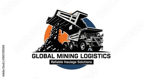 Heavy Duty Mining Truck Unloading Rock Material at Open Pit Quarry