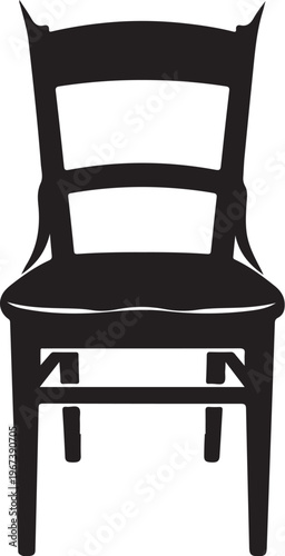 Black wooden chair with curved backrest and two horizontal slats