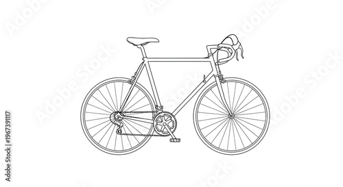 Line drawing of a classic road bicycle with drop handlebars