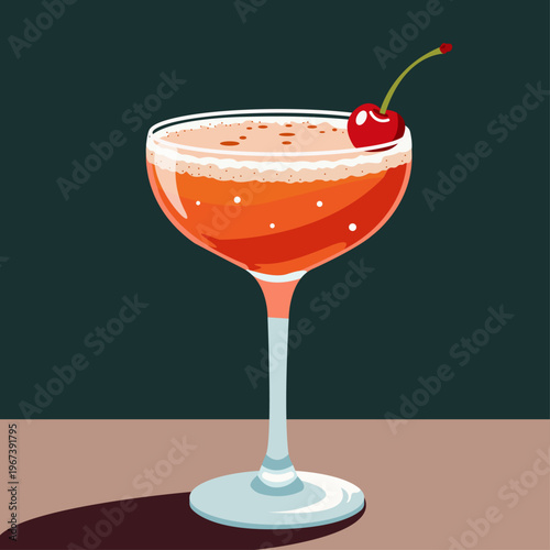 Illustration of a cocktail with a cherry.