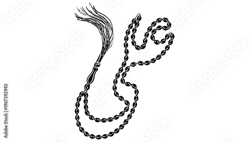 A whip vector illustration with a long chain and tassel