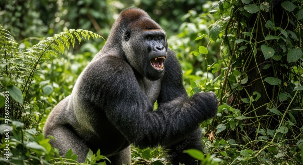 Obraz premium Western Lowland Gorilla in Jungle Habitat.