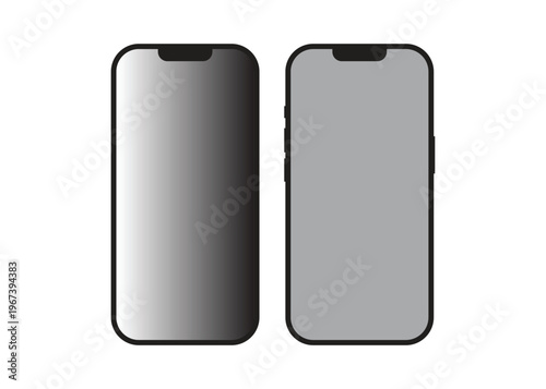 Smartphone vector mockup outline with notch display isolated on white background