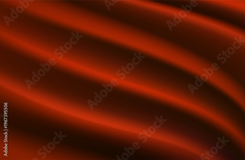 Realistic texture of silk background. Vector 3D texture of silk natural fabric with smooth pleats, red, graceful, dark and expensive scarlet color. Red silk fabric curtain background. Business card