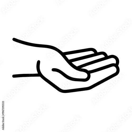 Open hand gesture icon, palm up, vector illustration for charity or help