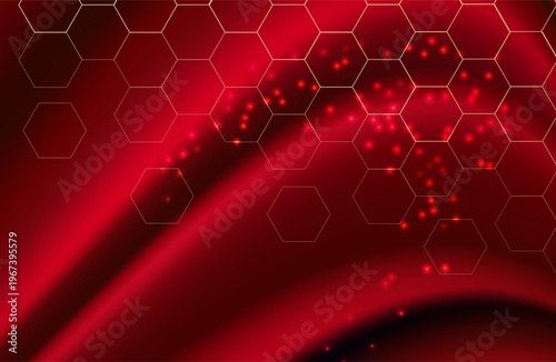 Realistic texture of silk background. Vector 3D texture of silk natural fabric with smooth pleats, red, graceful, dark and expensive scarlet color. Red silk fabric curtain background. Business card