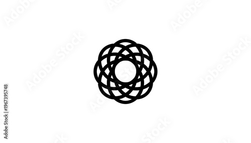 A geometric circle vector icon with intersecting lines and a hollow center