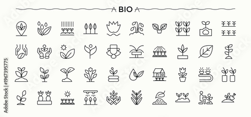 Bio icon set. Vector icons collection. Contain linear sign research, scientific, science, technology, experiment, lab. Pixel perfect. Editable stroke. Lab modern icon set.