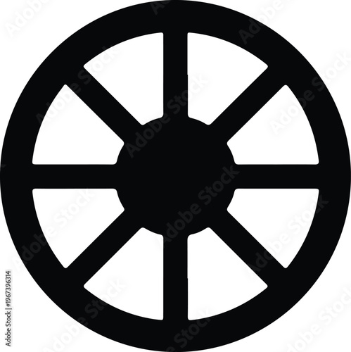 Silhouette black dharma wheel symbol isolated on white background design vector