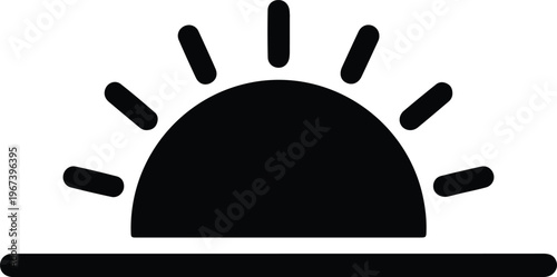 Silhouette black sun icon rising from the horizon line design vector