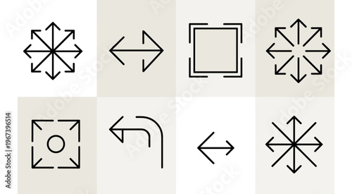 Expand Resize Direction Arrow Icon Set Vector Interface Symbols