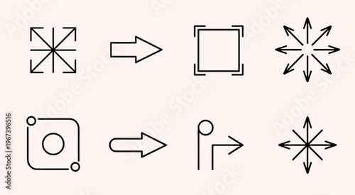 Expand Resize Direction Arrow Icon Set Vector Interface Symbols