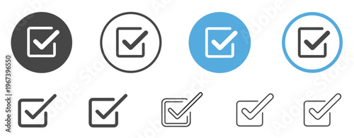 Checkbox Check Mark Icon Set – Tick Verified Approval UI Vector Collection