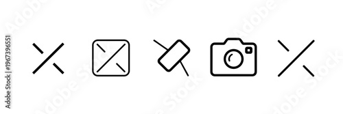 Close Delete Camera Interface Icon Set – Cancel Cross UI Line Vector Collection