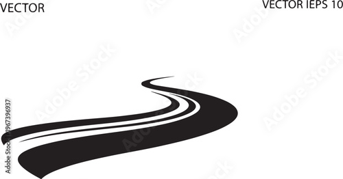 Black road track white winding road