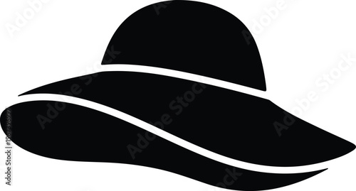 Silhouette elegant wide brim sun hat beach accessory fashion design vector