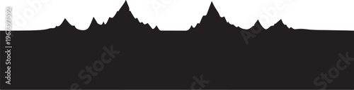 Black silhouette mountain range against white background