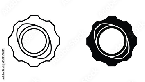 Comparison of a gear with standard and filled visual styles