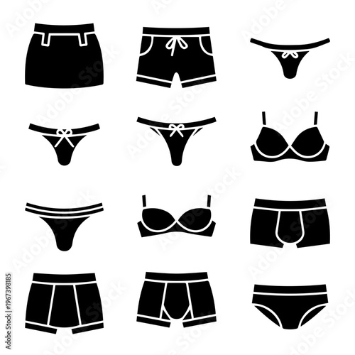 Collection of men and women's underwear and lingerie icons as a fashion apparel concept