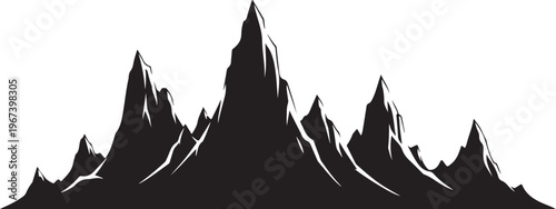 Black silhouette of a mountain range with sharp peaks