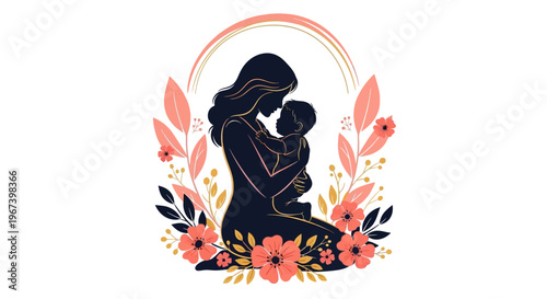 Mother and child love illustration.