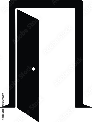 Silhouette simple elegant open door frame opportunity access symbol design vector