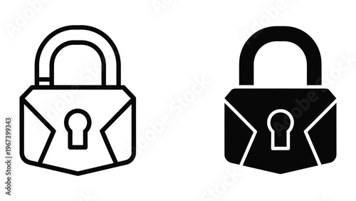 Contrasting padlock icons in open and closed states with different color schemes