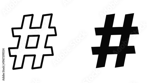 Comparison of traditional and modern hash symbol designs in typography