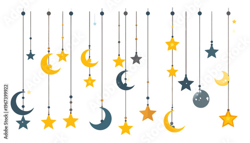 Hanging Moon Star Celestial Mobile Shapes.