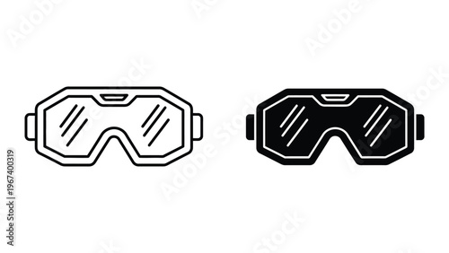 Comparison of two different virtual reality headset designs shown in black and white outline