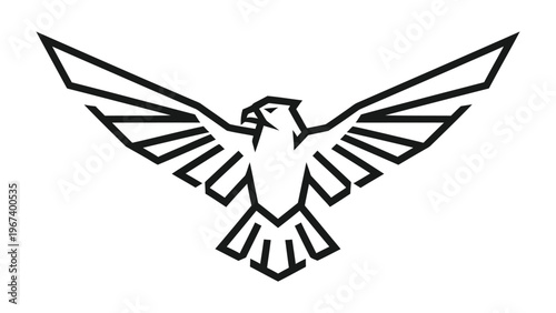 Stylized eagle wings spread icon with bird of prey