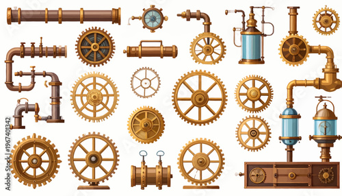 Steampunk Gears And Industrial Mechanisms.